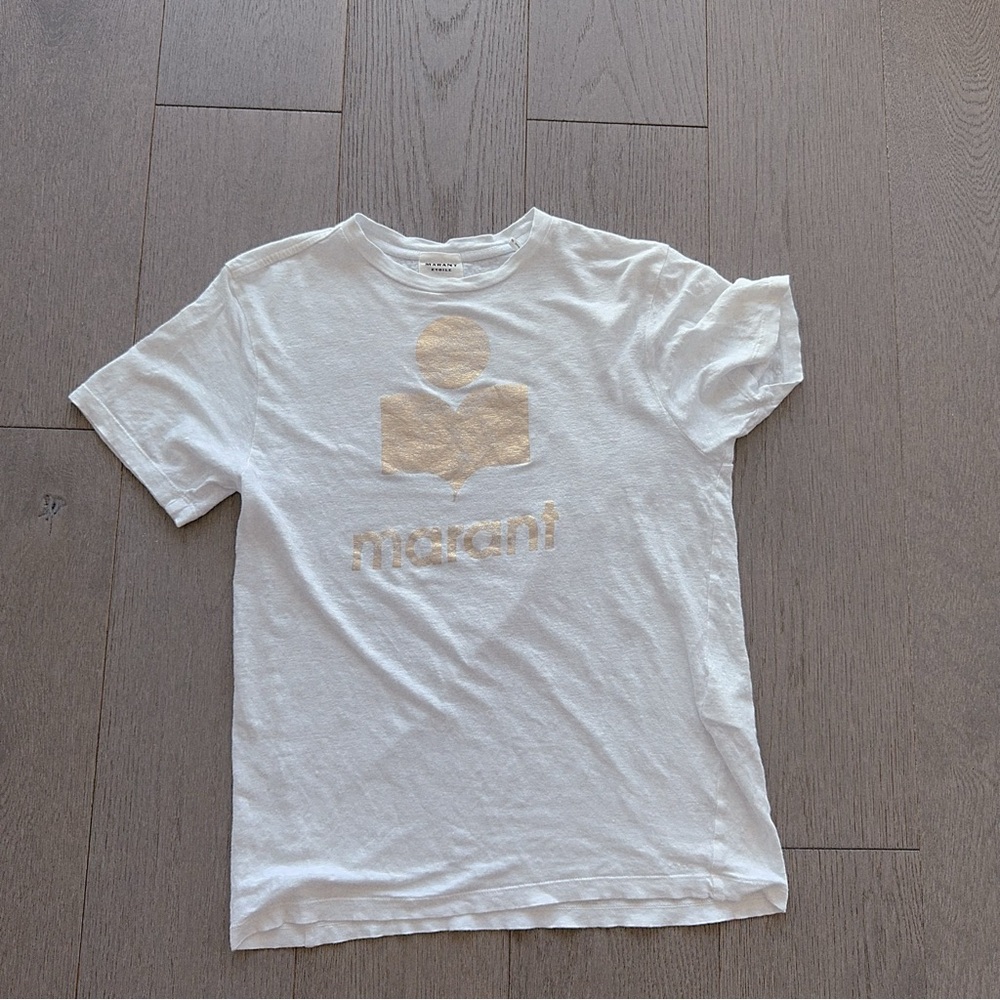 Isabel Marant logo White linen Tee